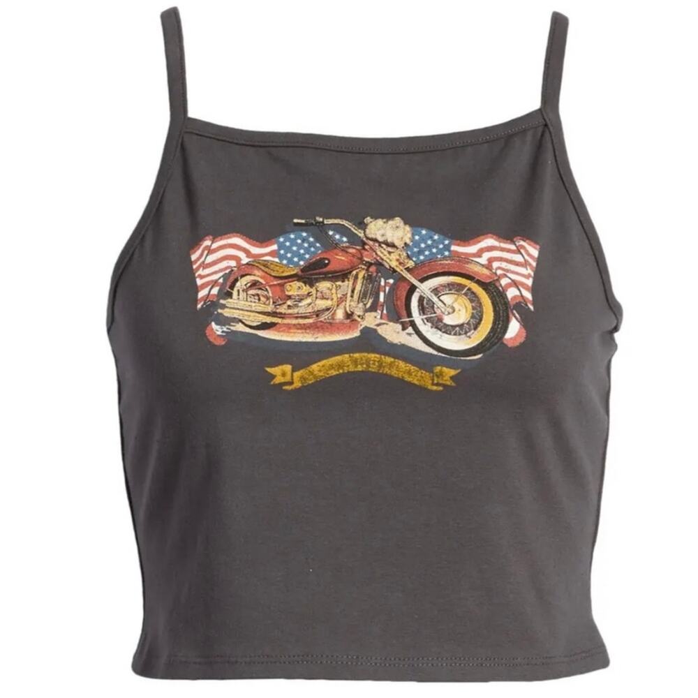 La La Land Creative Co Motorcycle Graphic Crop Top